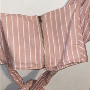 Pin stripe wrap crop top